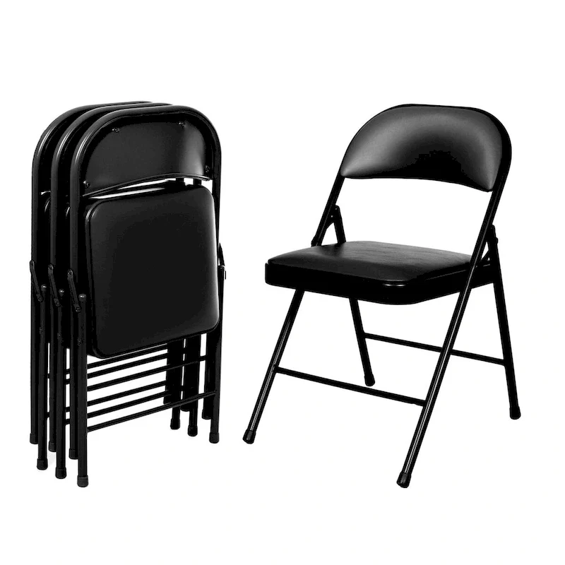 Bernadine Basics Collection Vinyl Folding Chair, Pack of 4