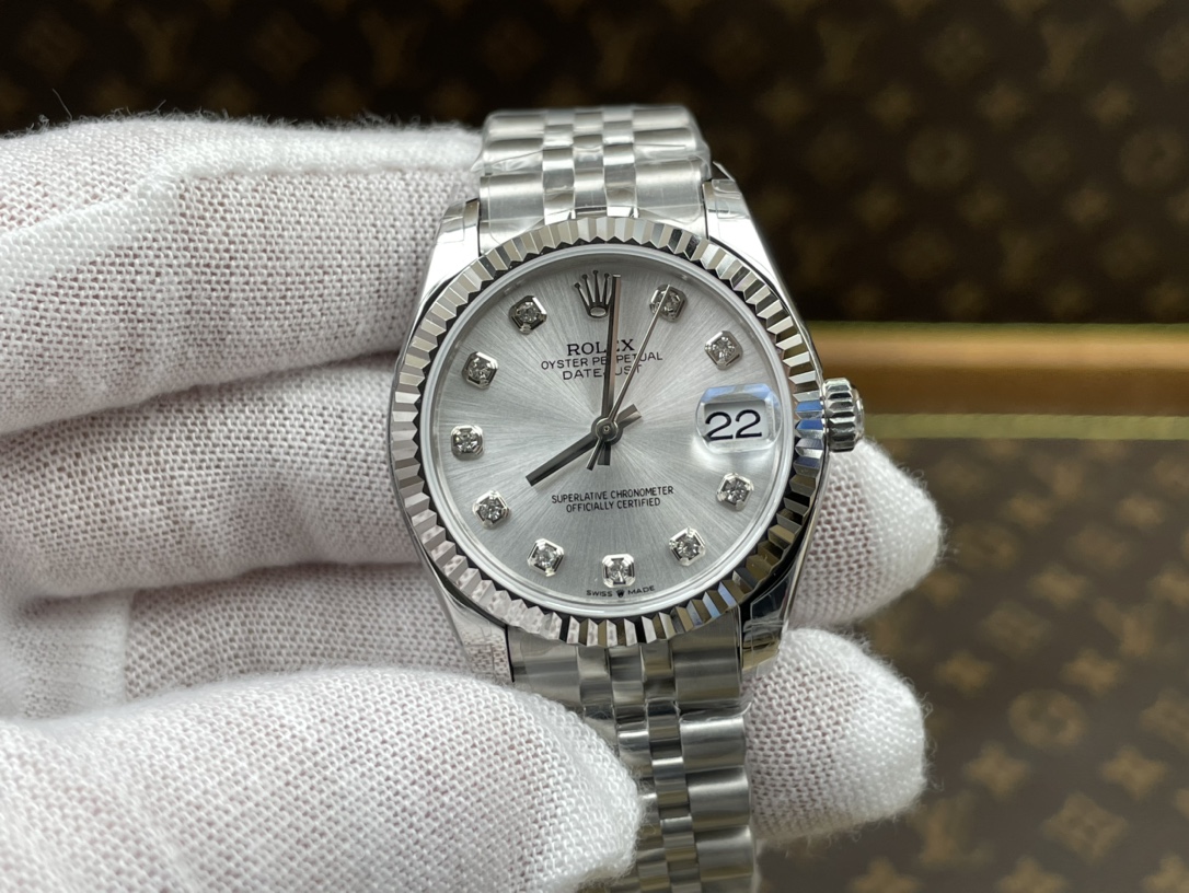 Rolex Datejust 2236 Super Clone silver dial front view