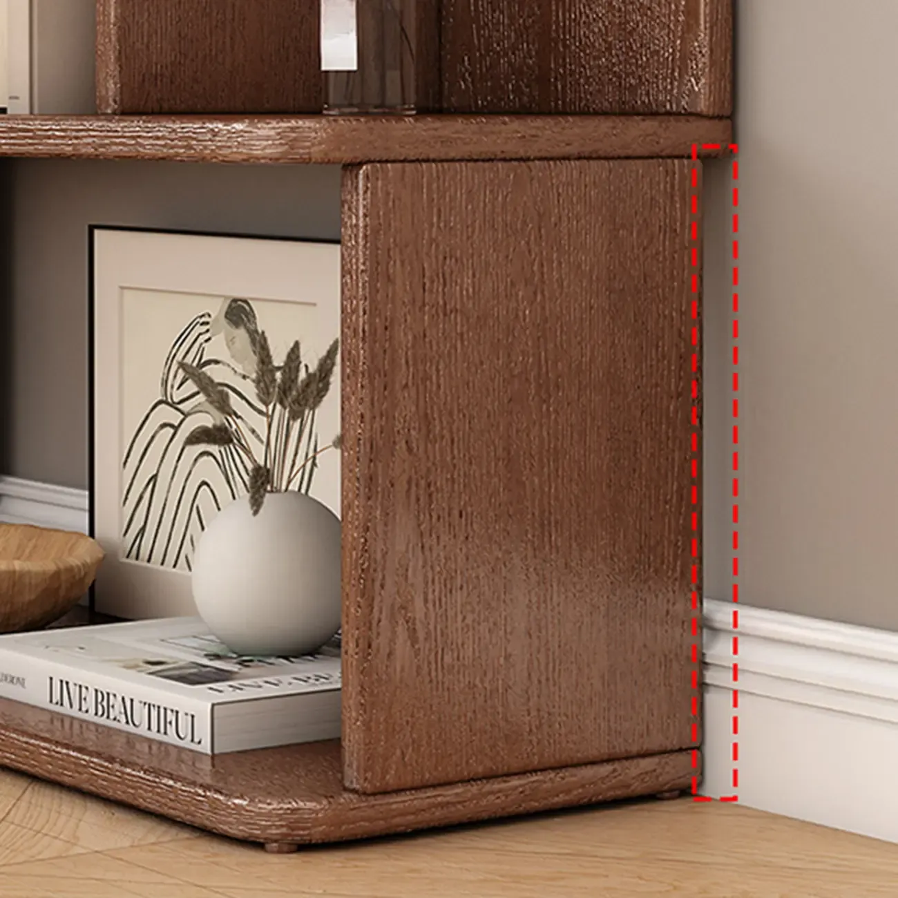 Mid-Century 6-Tier Open Back Wooden Bookshelf