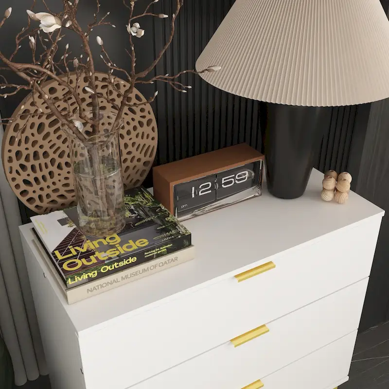 31.5W x 29.7H Wooden Nightstand with 3 Drawer End Table Black Chest