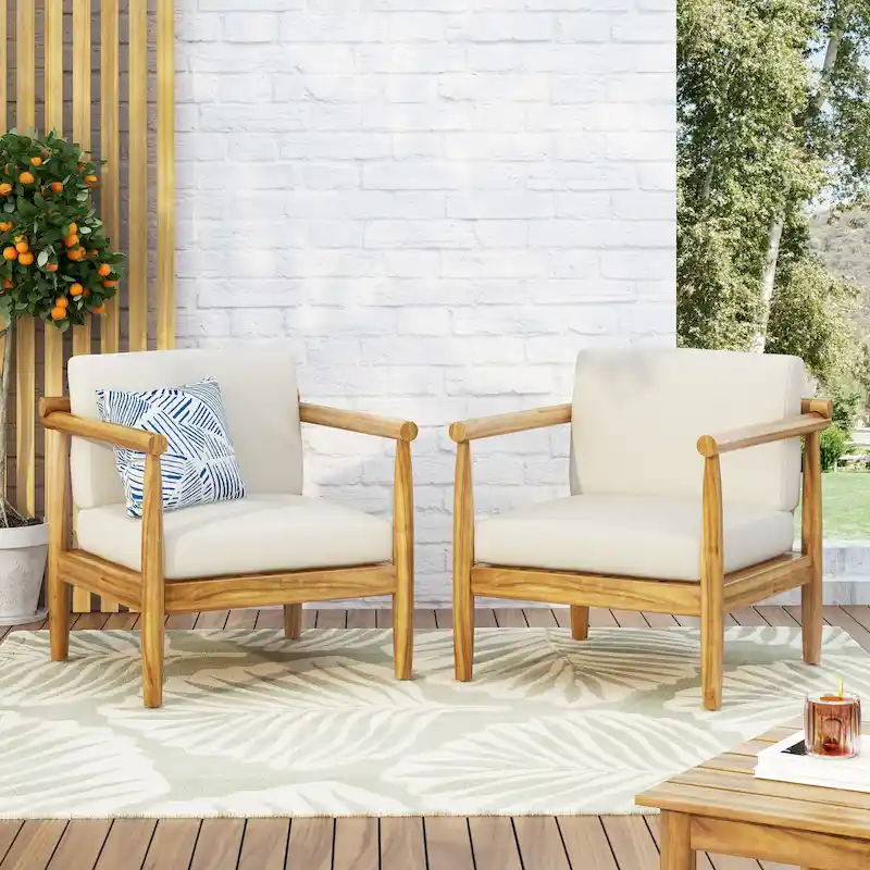 Bonsallo Outdoor Acacia Wood Club Chairs (Set of 2) by Christopher Knight Home