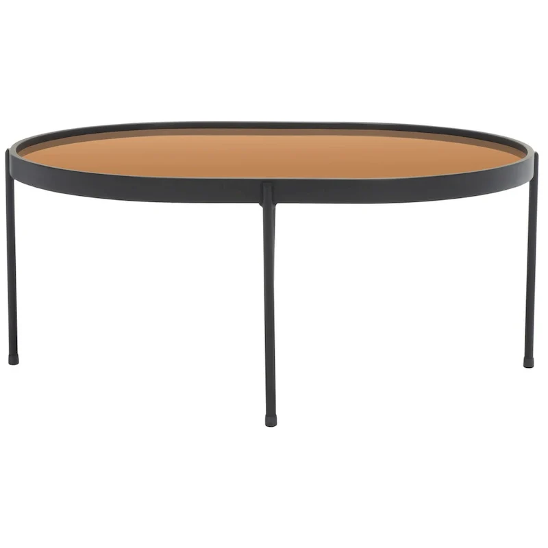 Mirrored Oval Coffee Table - 32 In. W x 23 In. D x 14 In. H - 32Wx23Dx14H