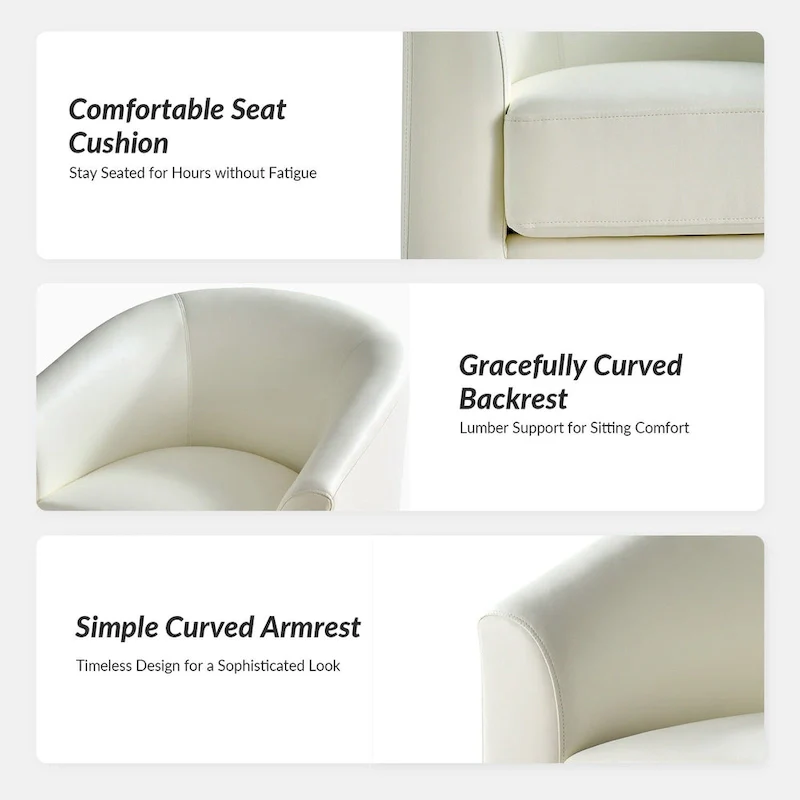 Haley Modern Swivel Barrel Faux Leather Chair with Solid Wood Base by