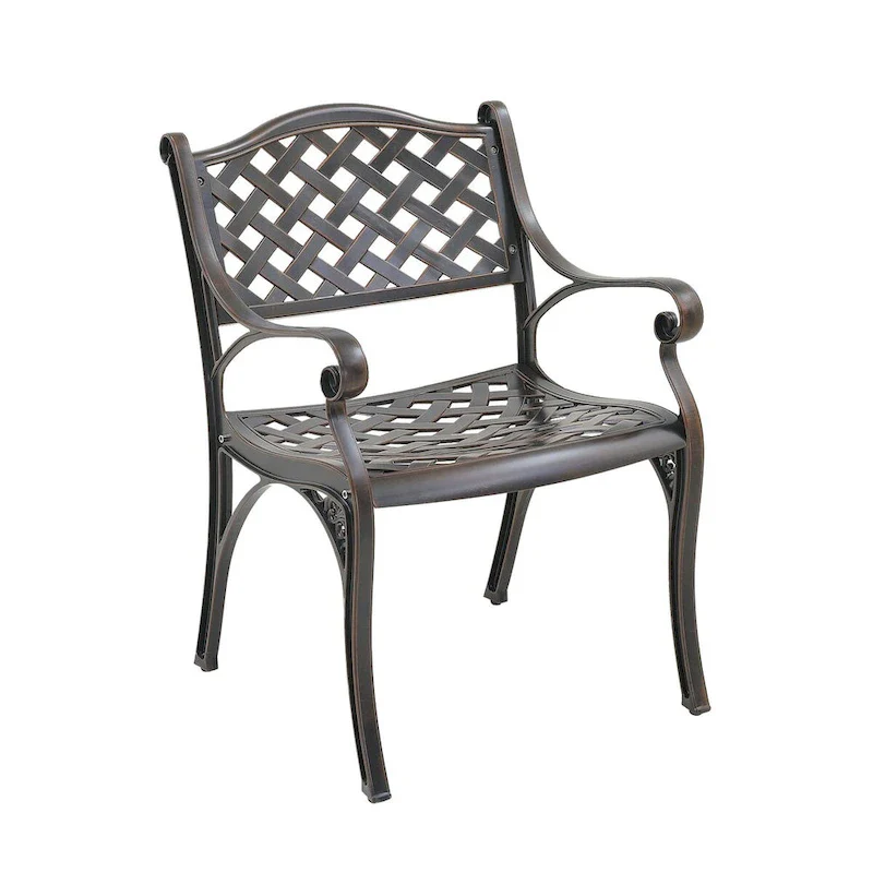 Set of 2 Cast Aluminum Stationary Dining Chairs