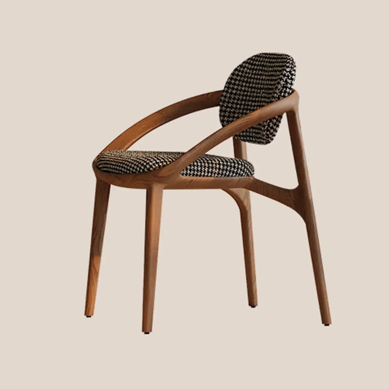 Mid-Century Modern Wooden Dining Chair with Arms
