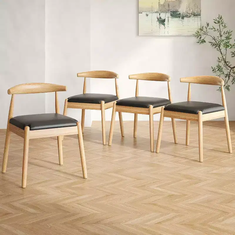 Pexfix Natural-black Faux Leather Dining Room Chair Set of 2