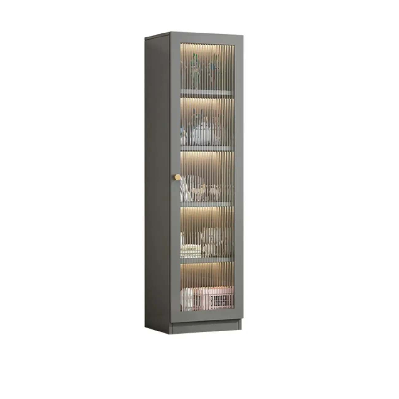 Simple Modern Gray Clear Cover Wooden Display Cabinet