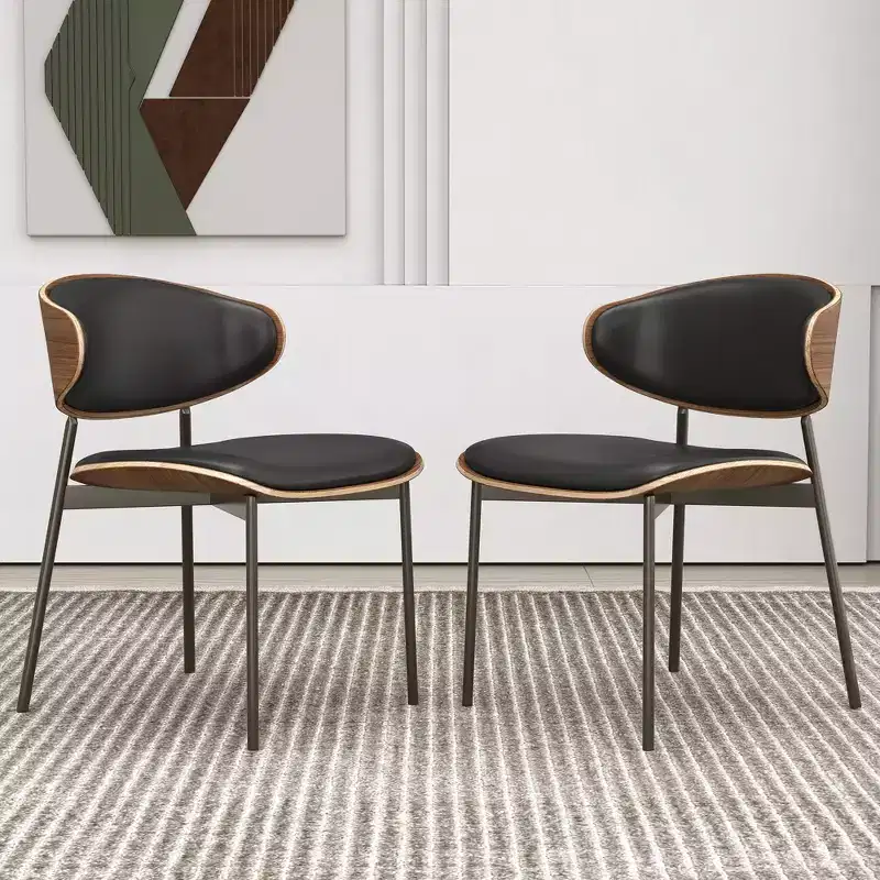 Luck Live Farmhouse Contemporary Dining Chairs with Metal Frame, Soft Upholstered Seat & Back (Set Of 2)