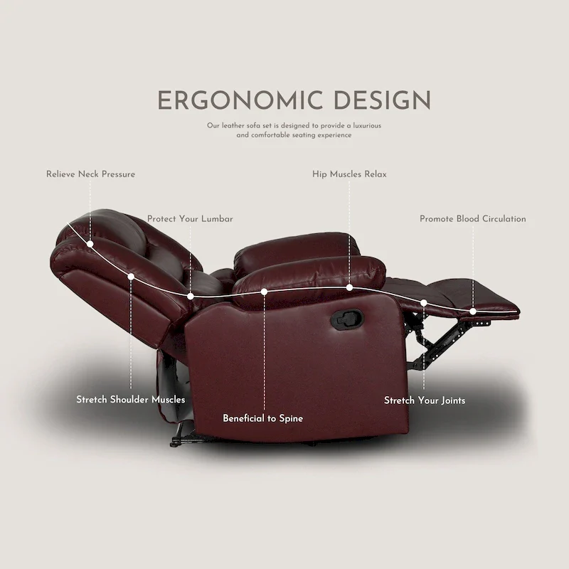 Manual Reclining 3-Piece Living Room Sofa Set - Sofa with Dropdown Table, Loveseat with Console, and Recliner
