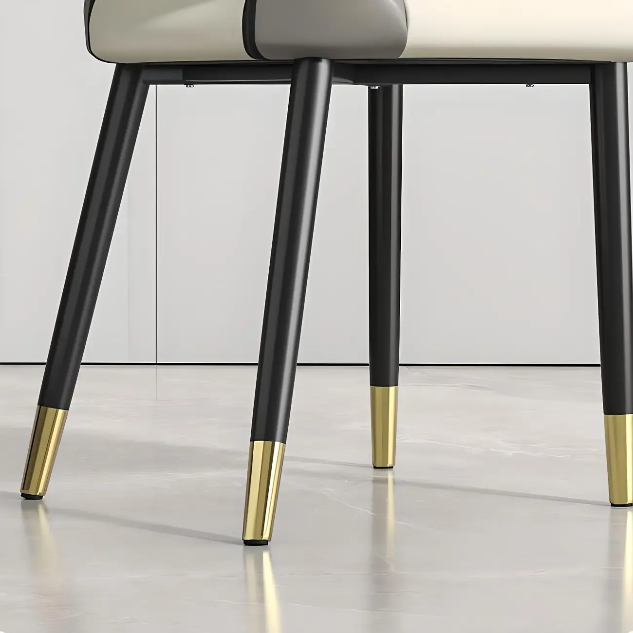 Faux Leather Wingback Metal Legs Dining Chairs