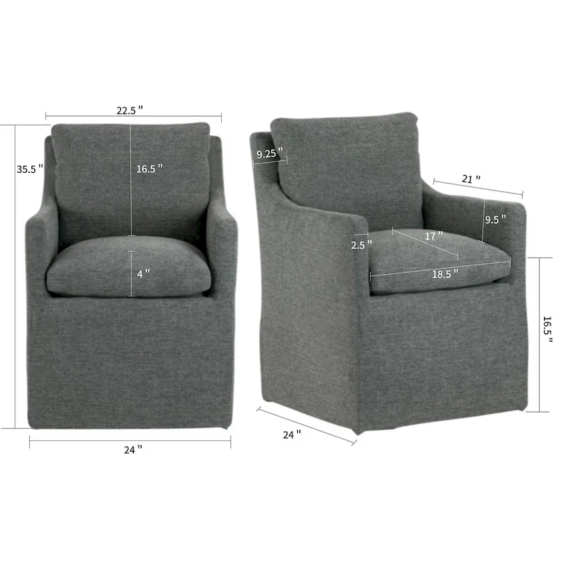Gray Fabric Accent Chair with Down Feather Cushion