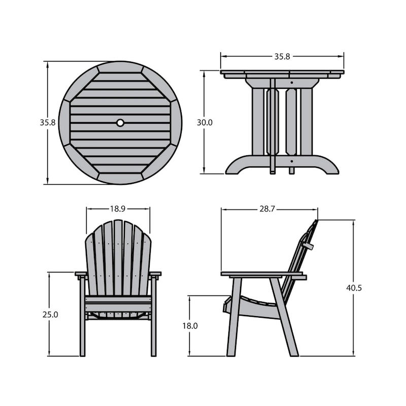 Highwood Commercial 3-Piece Muskoka Adirondack 36