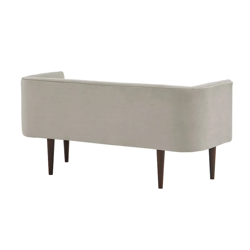 Cream Velvet Accent Bench with Wood Legs - 2 Seater