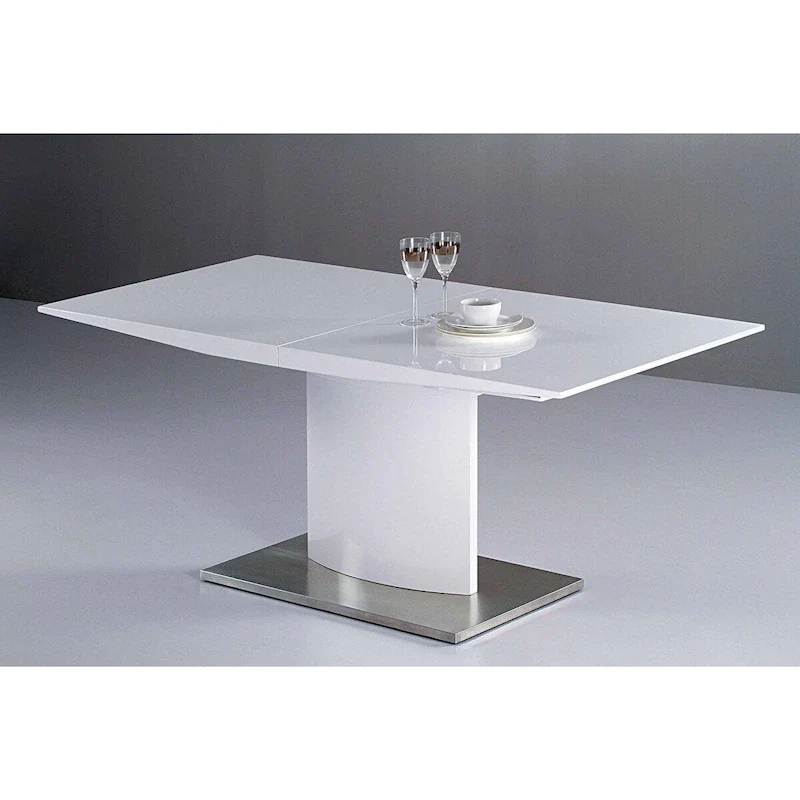 White Lacquer Extension Dining Table, Seats 6–8
