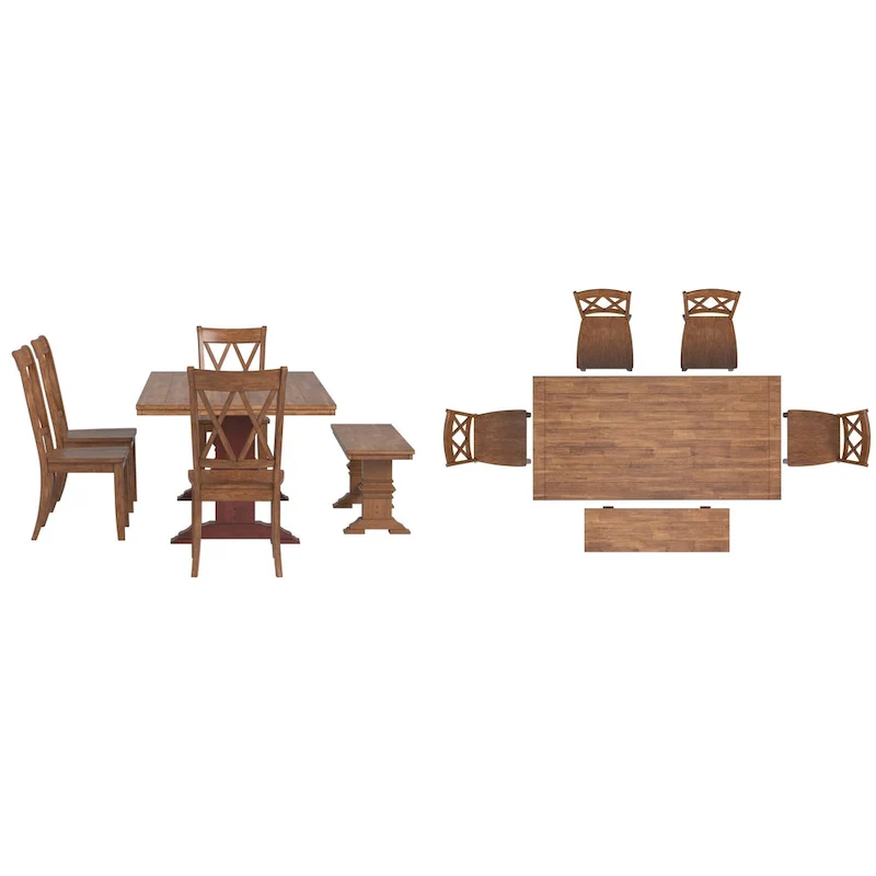 Ronda 78.7 Rectangular Solid Wood Top Dining Set with X-Back Chairs