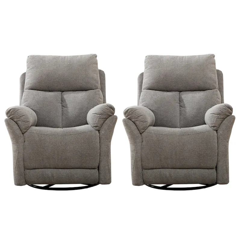 Swivel Rocker Fabric Recliner Chair Manual Reclining Sofa Set of two