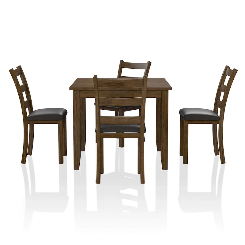 Oma Transitional Walnut Solid Wood 5-Piece Dining Table Set by