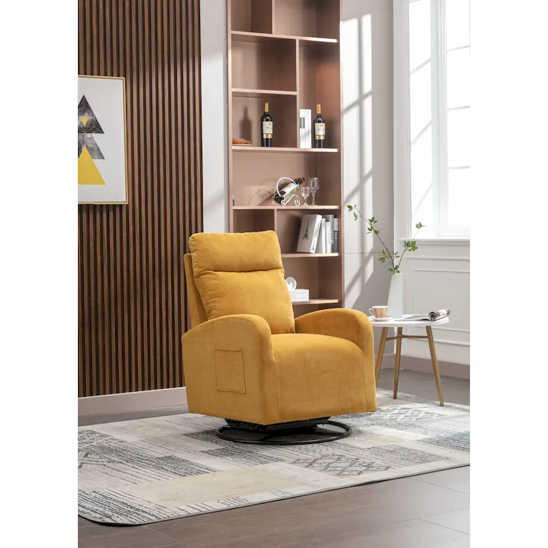 Upholstered Swivel Glider Rocking Chair with 360° Rotation