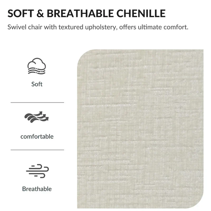 Chenille Swivel Accent Chair with 360 Rotation and Wood Base