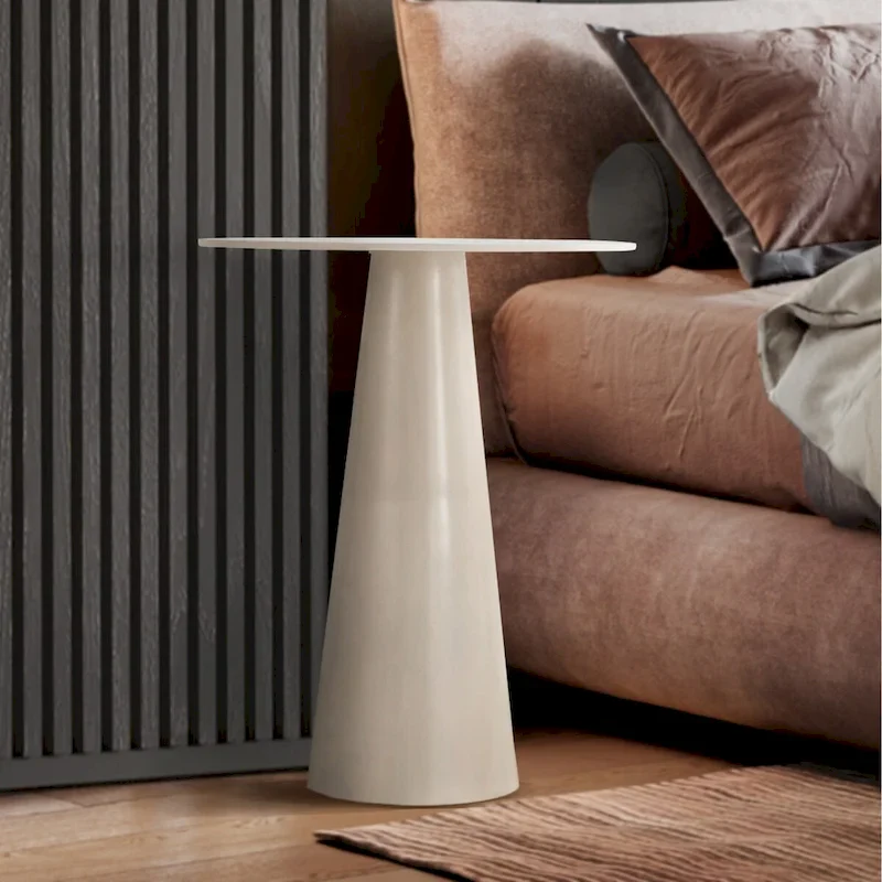 Conical Side Table - White Metal