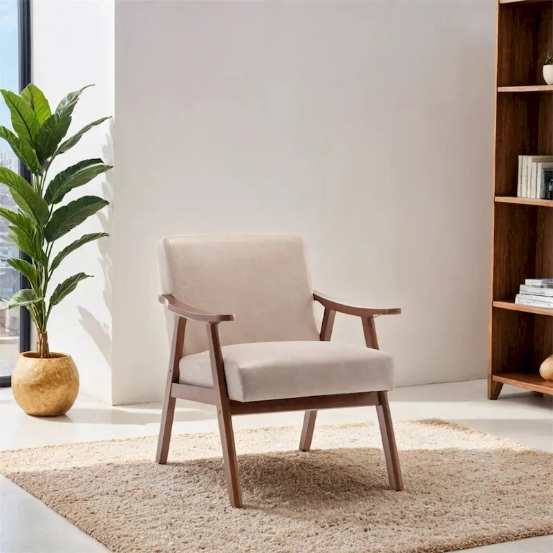 Mid-Century Modern Chair,Living Room Chair with Solid Wood Frame