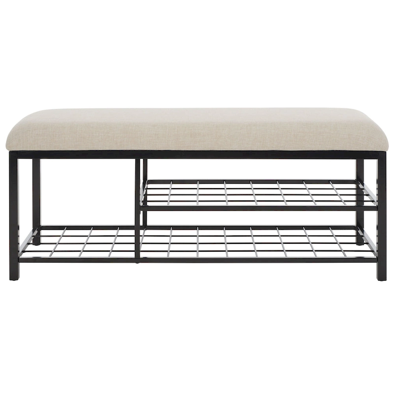 SAFAVIEH Yael Open Shelf Bench with Cushion - 42  W x 15  D x 18  H - 42Wx15Dx18H