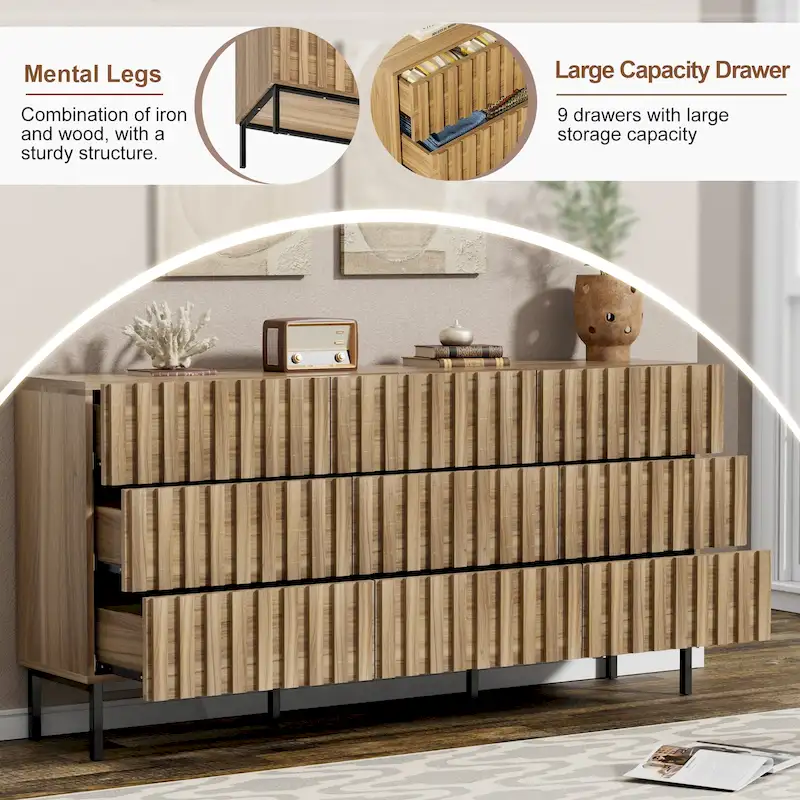 9 Drawers Chest Dresser Storage Tower Cabinet Bedroom Organizer