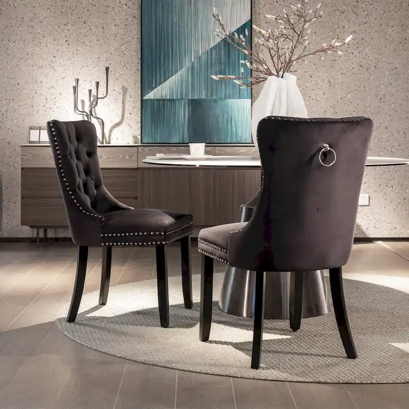 Velvet Upholstered Dining Chair 2-Pcs Set