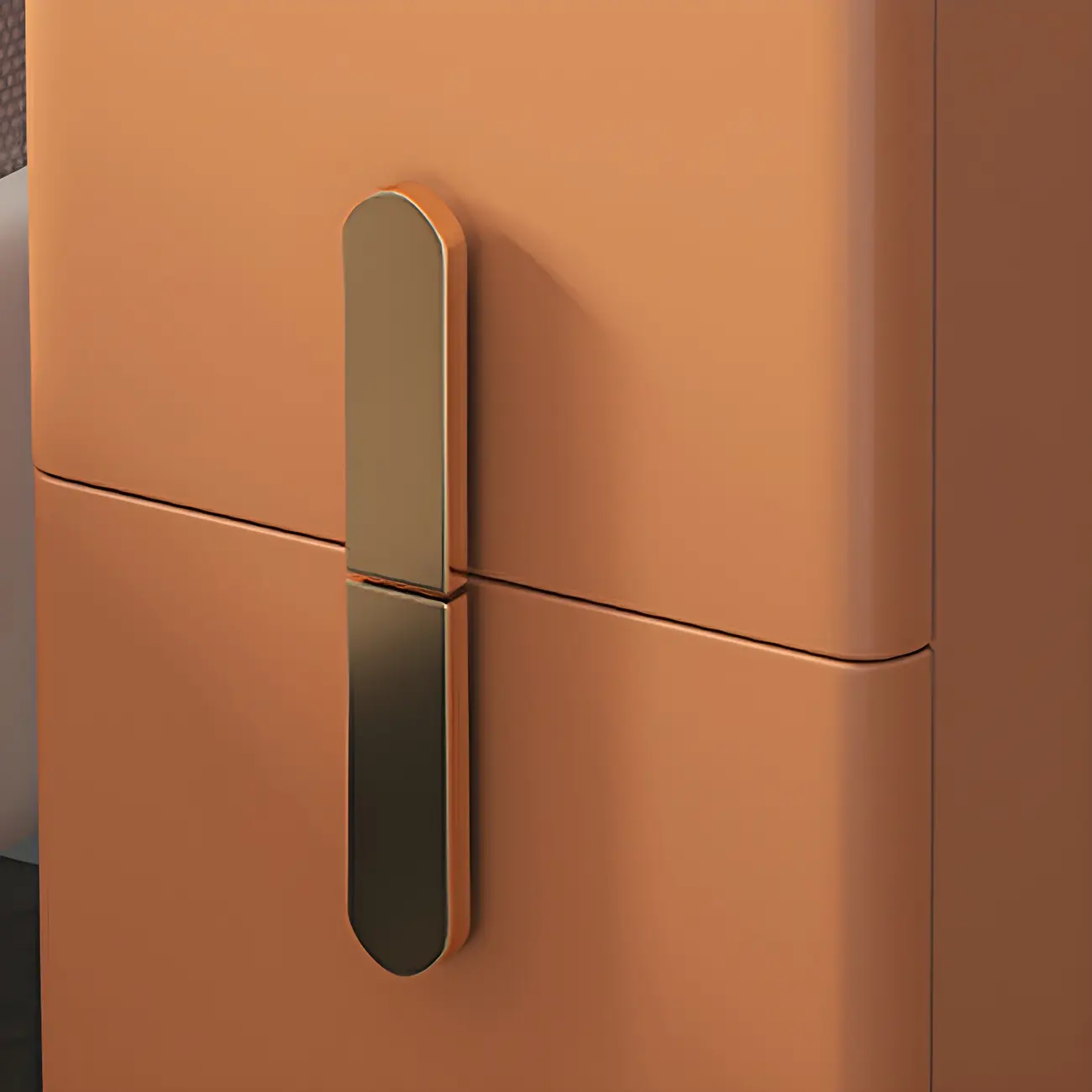 Modern Stone Countertop Faux Leather Nightstand with 2 Drawers