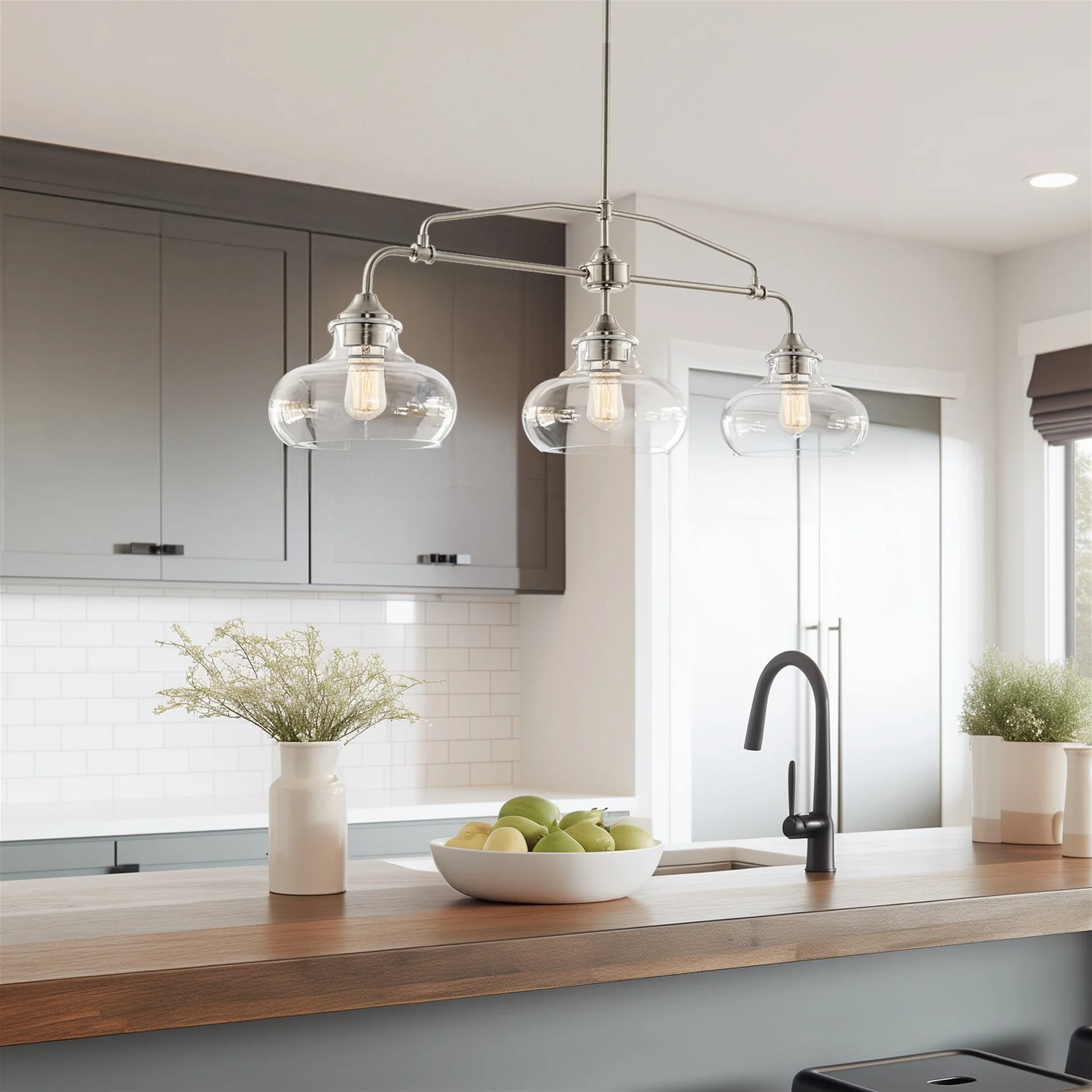 Harlow 38 Modern Industrial Farmhouse / Schoolhouse 3-Light Island Light