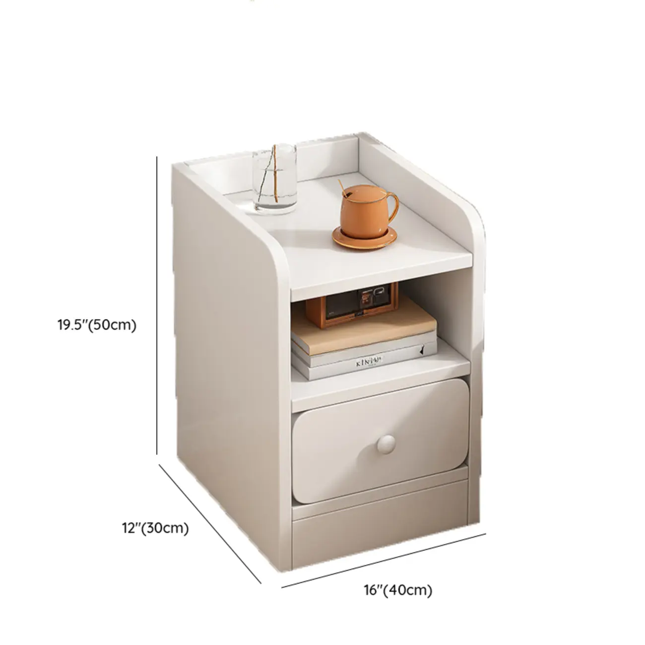 Simple White Natural Wood 2-Drawer Nightstand