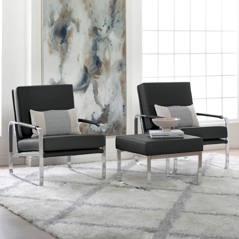 Studio Designs Home Allure Metal and Blended Leather Modern Accent Arm Chair