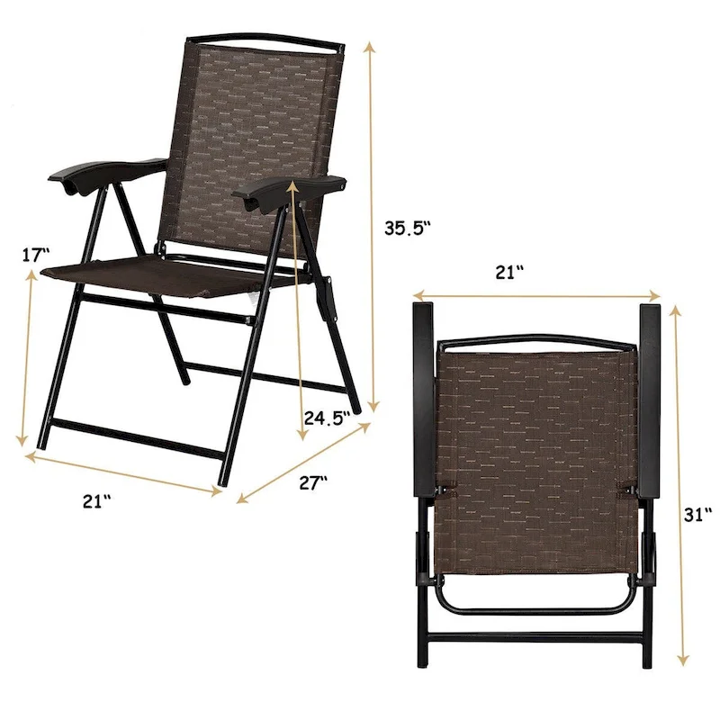 Gymax 4PCS Adjustable Folding Fabric Chair Powder Coated Steel Tube - 21 x 27 x 35.5
