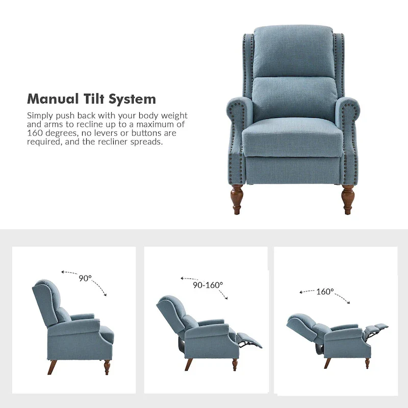 Terri Traditional Roll Arm Manual Recliner with Solid Wood Legs Set of 2 by HULALA HOME