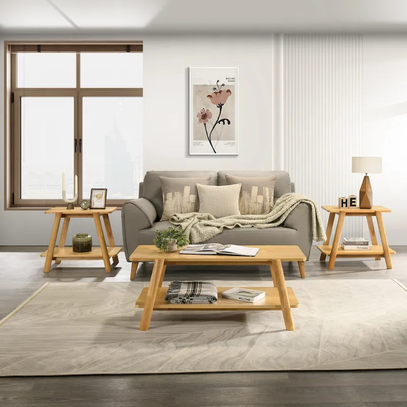 Mid-Century Wood Shelf Coffee Table