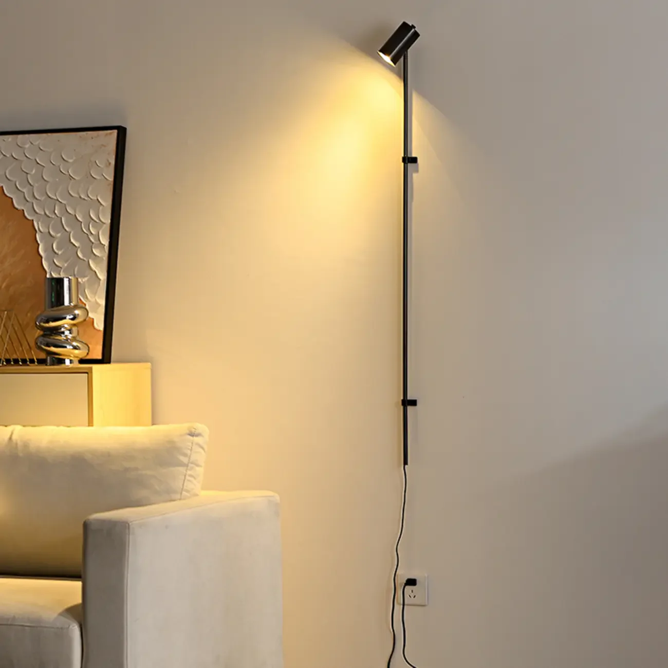 Industrial Black Plug In Wall Sconce with Adjustable Head