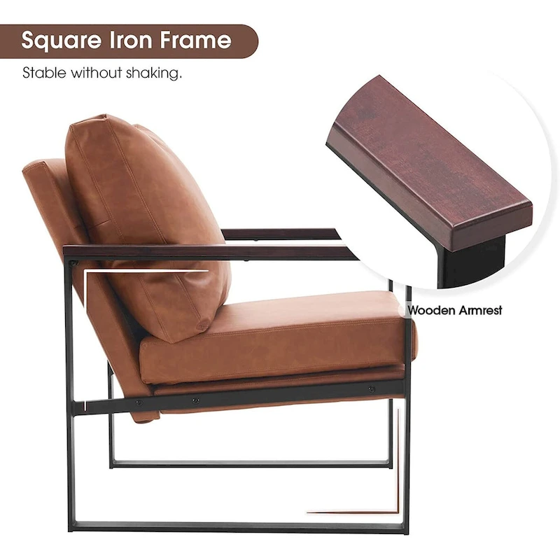 MCombo Modern Accent Chair with Upholstered Cushion, Faux Leather HQ304