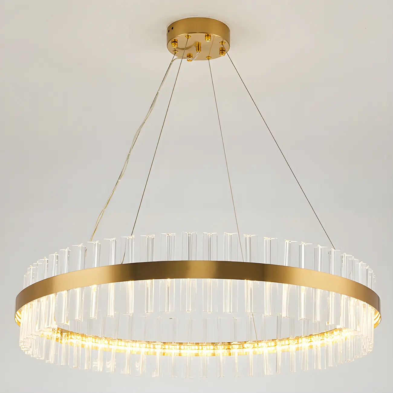 Modern Brass Round Crystal Island Chandelier