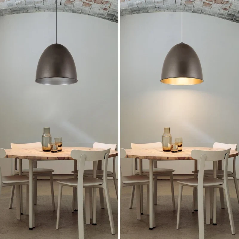 1-light Antique Silver Metal Industrial Farmhouse Dome Pendant Light - 17.7 in.