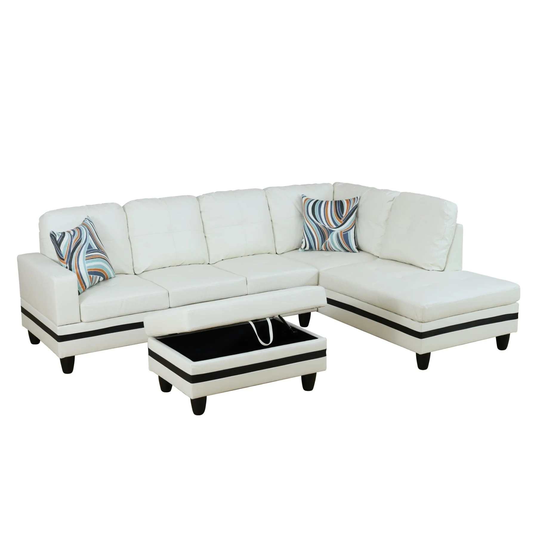 Semi PU Synthetic Leather 3-Piece Couch Living Room Sofa Set