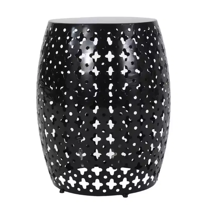 Large Metal Side Table - Black Finish for Living Room/Patio