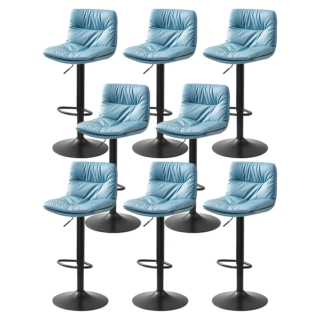 Modern Leather Saddle Swivel Adjustable Bar Stool