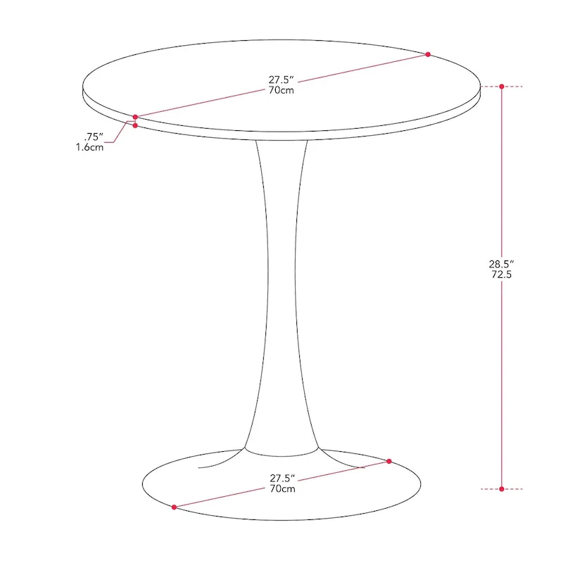White with Gold Pedestal Base 28-inch Pedestal Bistro Dining Table