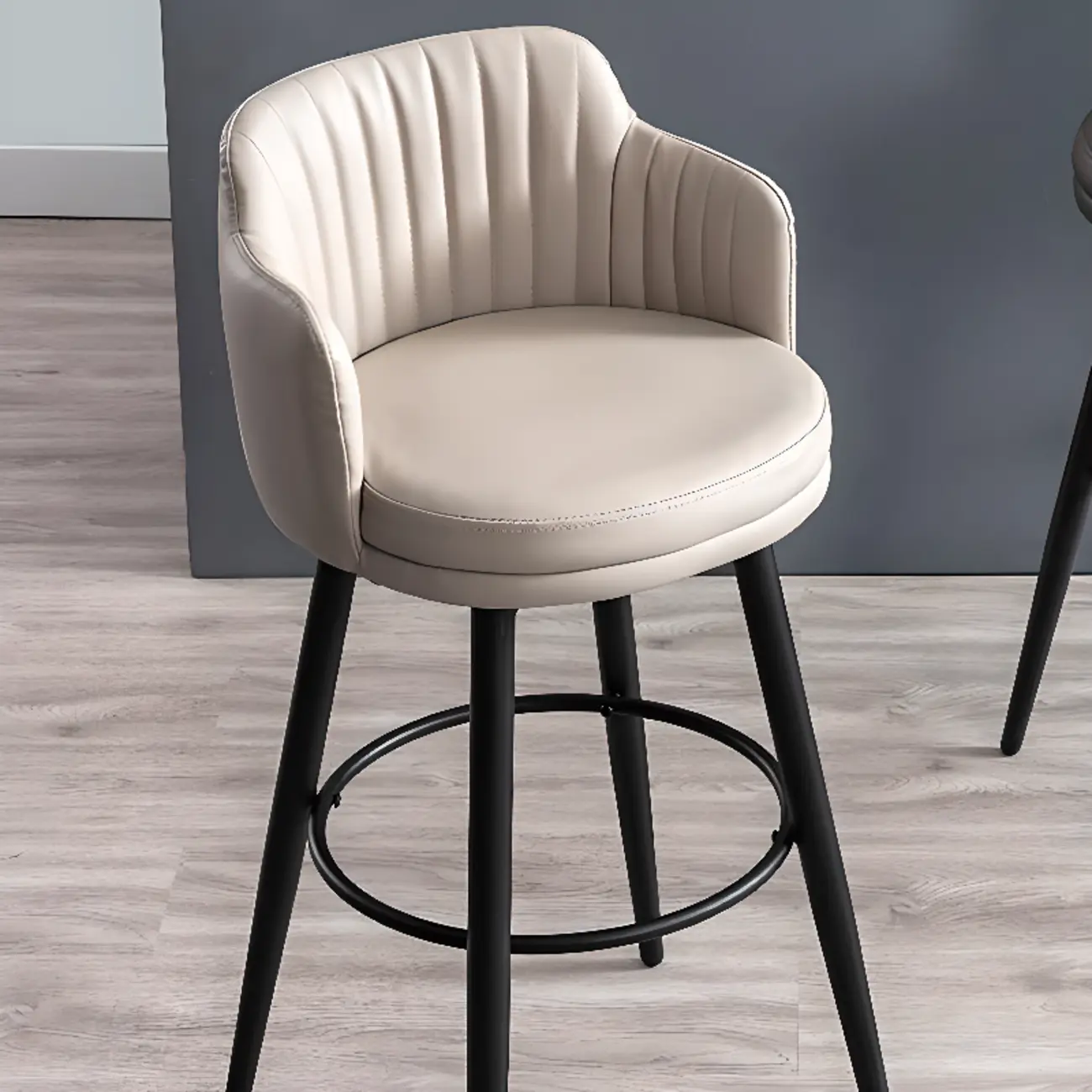 Modern Round Upholstered Curved Back Bistro Swivel Bar Stool