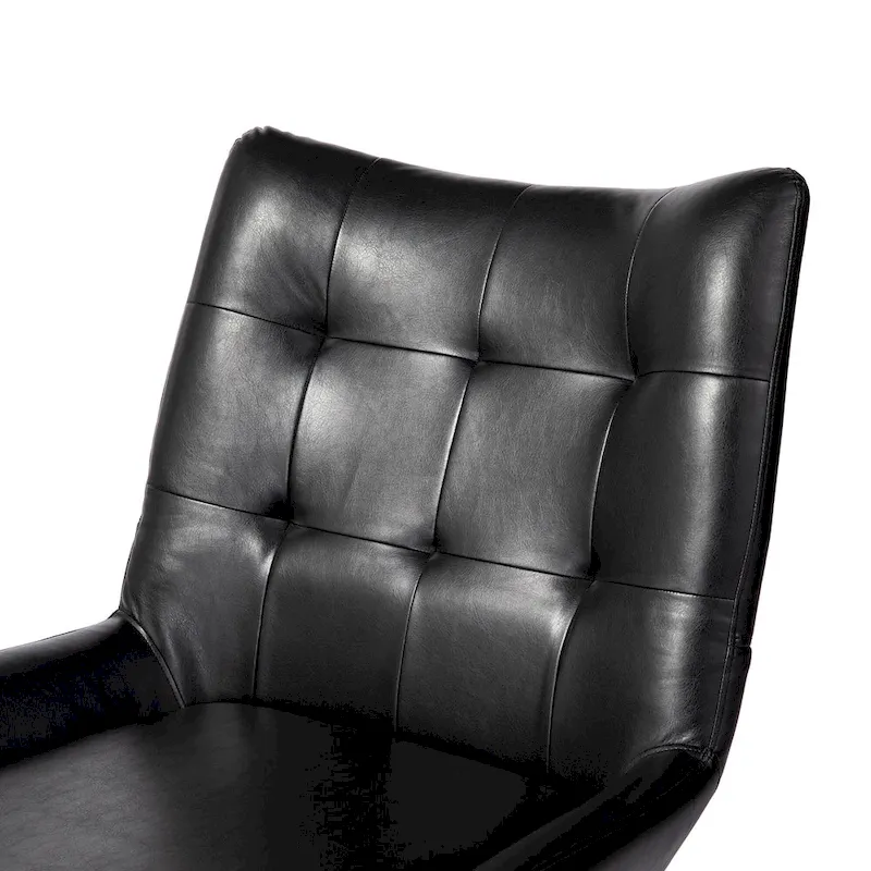 Glitzhome Set of 2 35.5H Leatherette Wingback Accent Chairs With Metal Legs