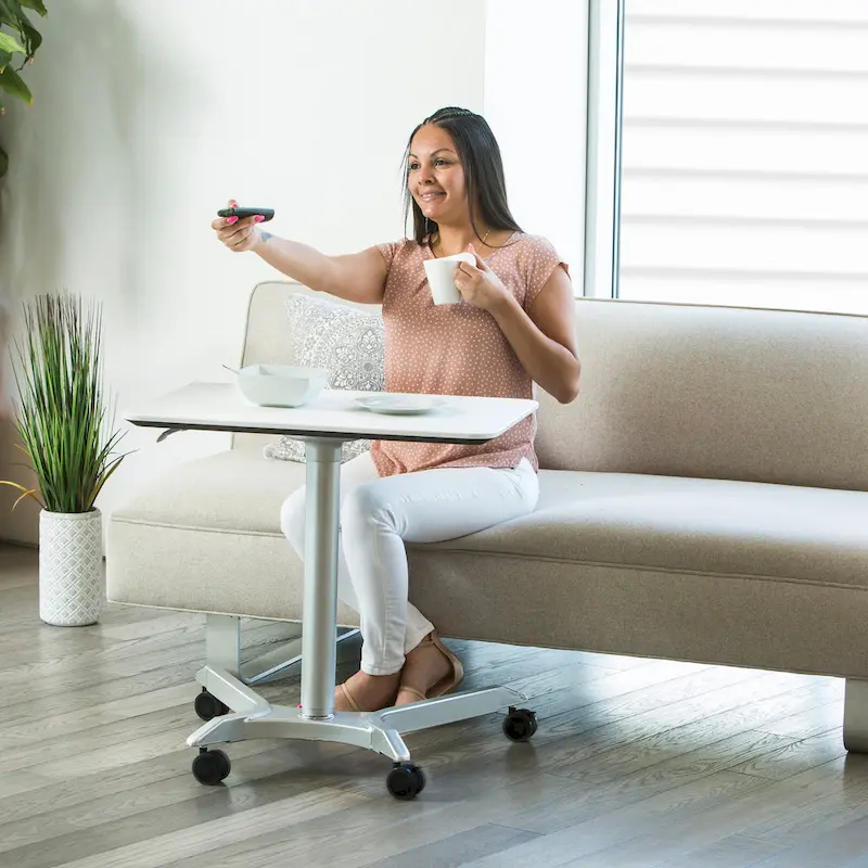 Espresso / White Pneumatic Sit-Stand Mobile Desk, Single User