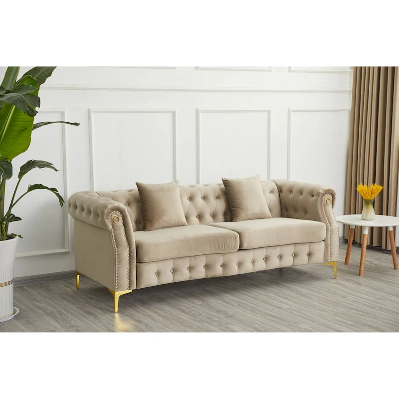 35 D x 85 W x 30.3 H Velvet Chesterfield Button-tufted Sofa