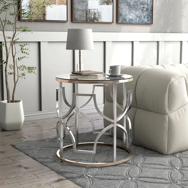 Chrome Gold Round Open End Table for 1