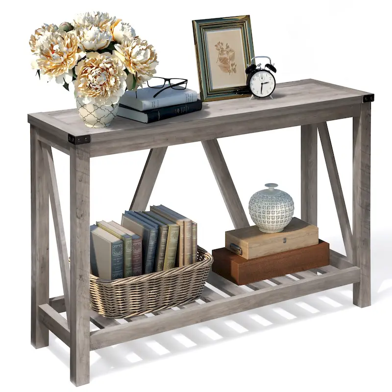 A-Frame Console Table with Display Shelf