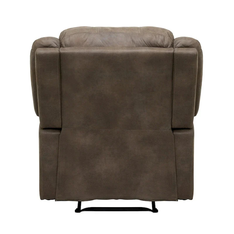 Chris 38 Inch Manual Recliner Chair, Cushions, Solid Wood, Brown Microfiber